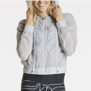 Fabletics Donovan Hooded Hoodie Front Zip Windbreaker Grey Gray Size S